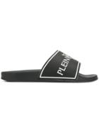 Plein Sport Logo Print Slides - Black