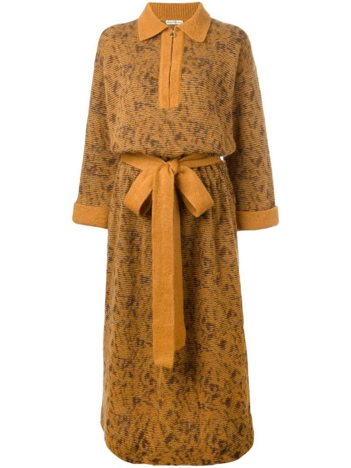 Yves Saint Laurent Pre-owned Belted Sweater Dress - Orange