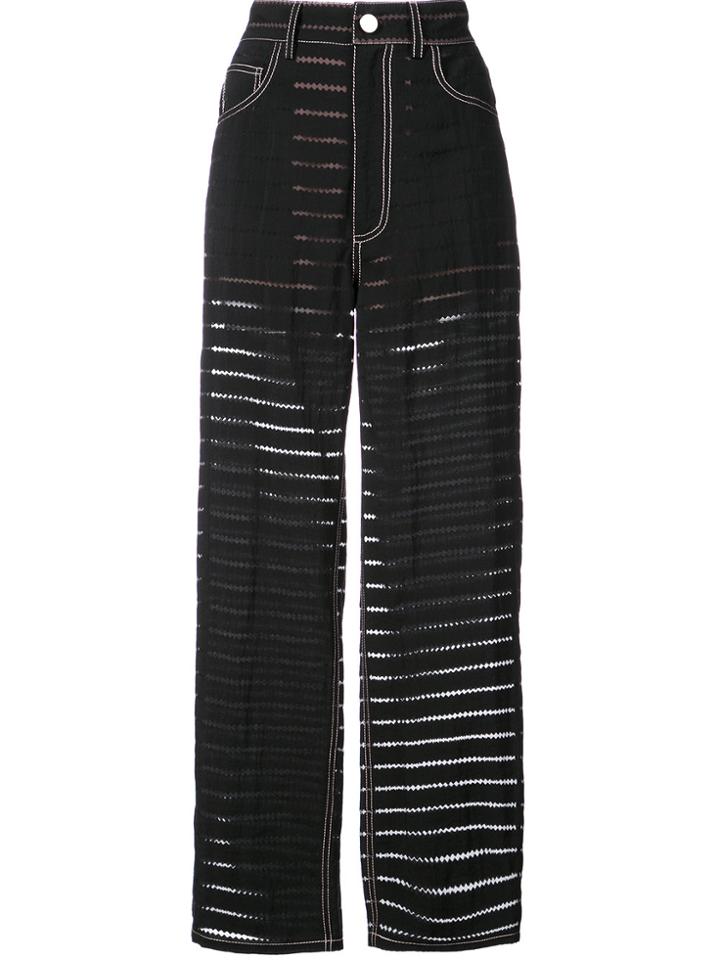 Fleur Du Mal Zigzag Burnout Stripe Trousers - Black