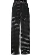 Fleur Du Mal Zigzag Burnout Stripe Trousers - Black