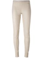 Rick Owens Panelled Leggings, Women's, Size: 40, Nude/neutrals, Lamb Skin/cotton/spandex/elastane