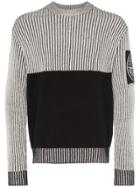 Stone Island Two Tone Ribbed Detail Jumper - Black