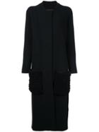 Oyuna Patch Pockets Collarless Cardi-coat - Black