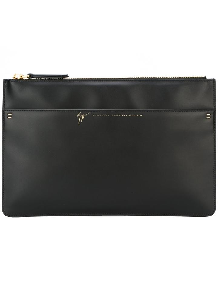 Giuseppe Zanotti Design Zipped Clutch, Men's, Black, Leather