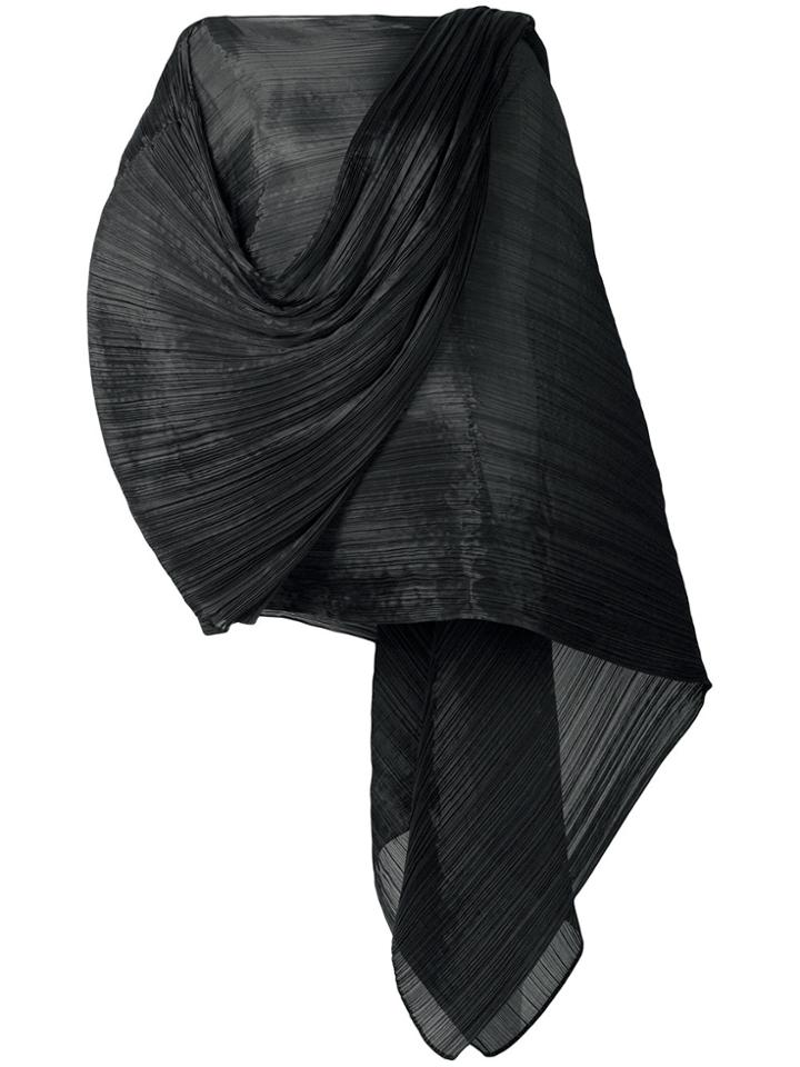 Pleats Please By Issey Miyake Pleated Drape Effect Blouse - Black