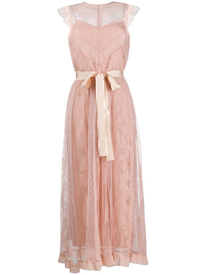 Red Valentino Tulle Lace Midi Dress - Pink