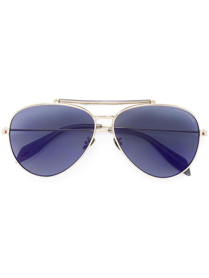 Alexander Mcqueen Eyewear - 'piercing Shield' Aviator Sunglasses - Unisex - Acetate/metal - One Size, Grey, Acetate/metal