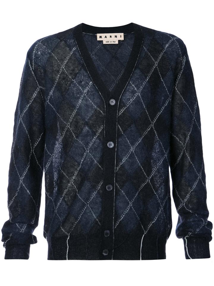 Marni Diamond Intarsia Cardigan - Black