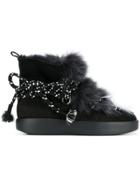 Grey Mer Furry Ankle Boots - Black