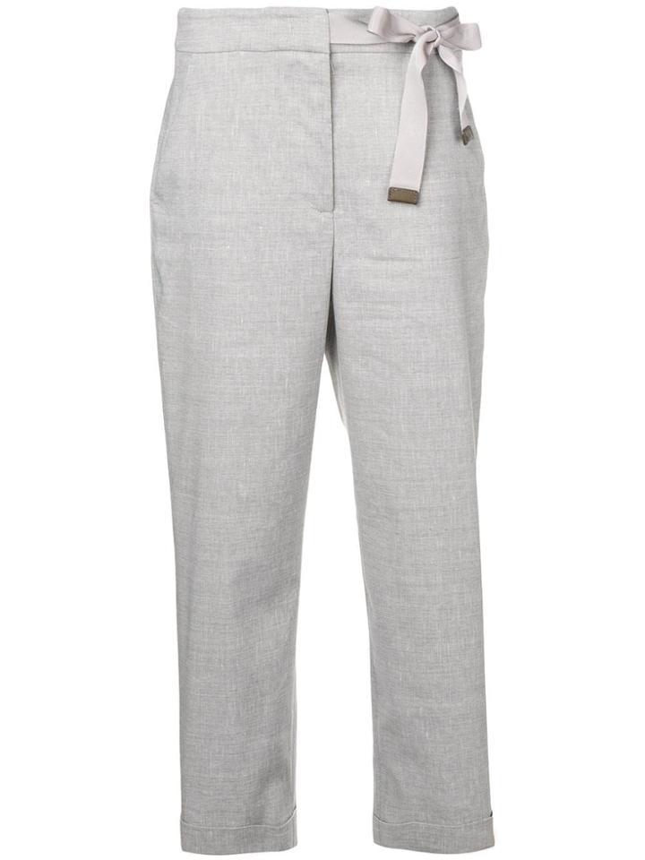 Peserico Tie-side Cropped Trousers - Grey