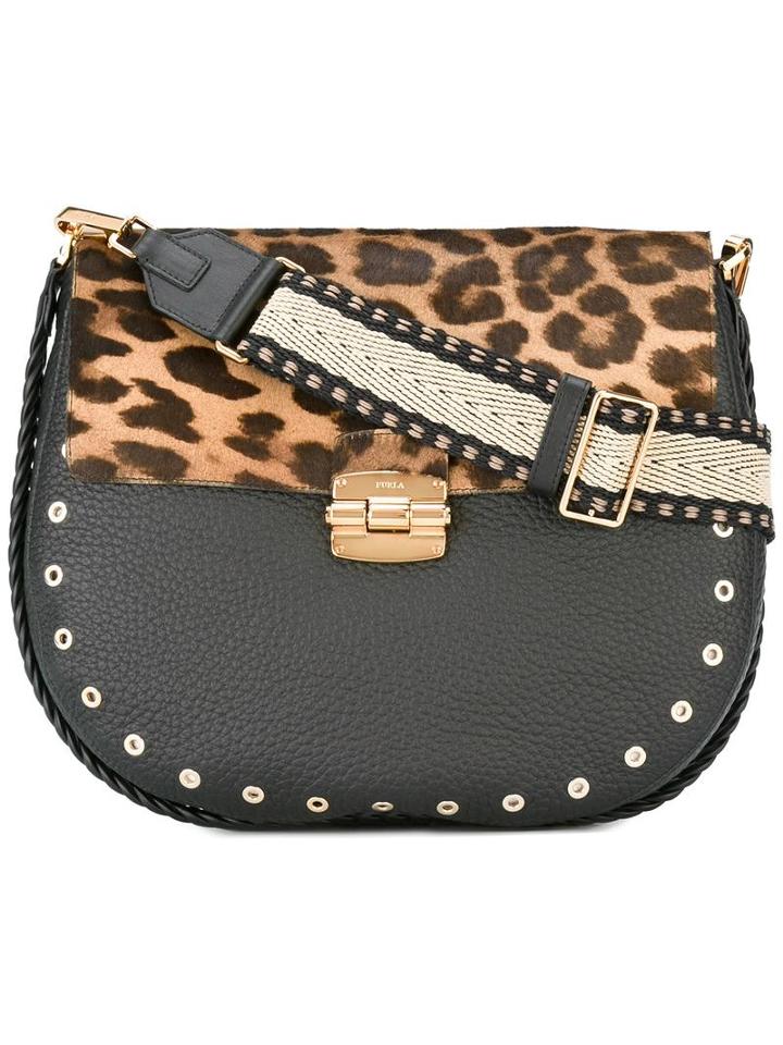 Furla Hobo Crossbody Bag, Women's, Black, Calf Leather/calf Hair