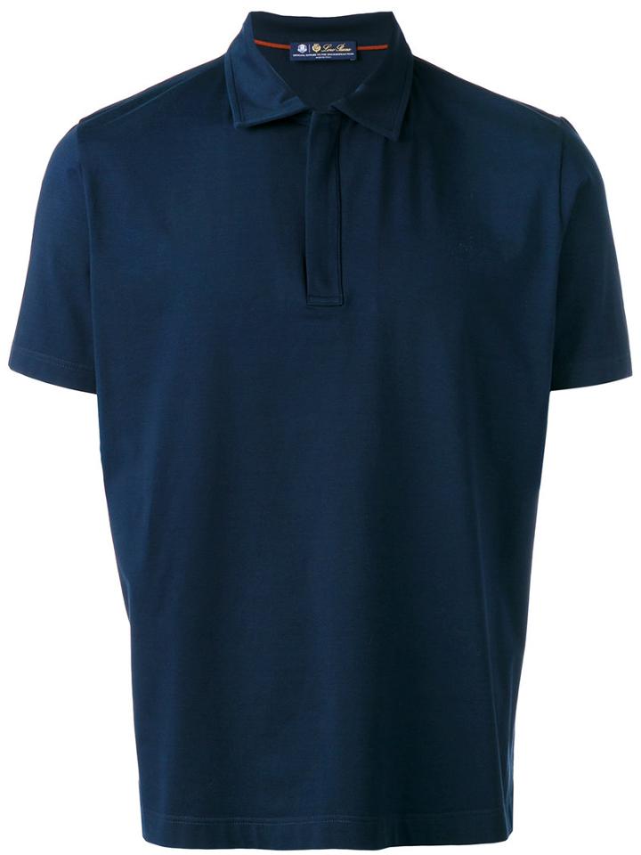 Loro Piana Zipped Polo Shirt, Men's, Size: Xl, Blue, Cotton/spandex/elastane