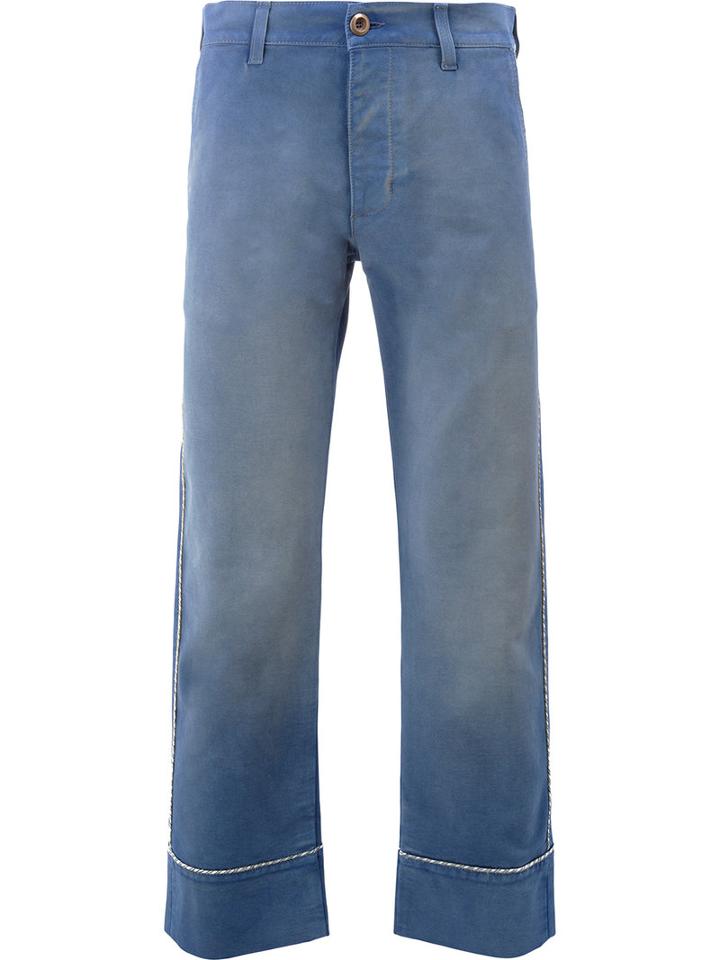 Gucci Straight Cropped Jeans, Men's, Size: 32, Blue, Cotton/spandex/elastane
