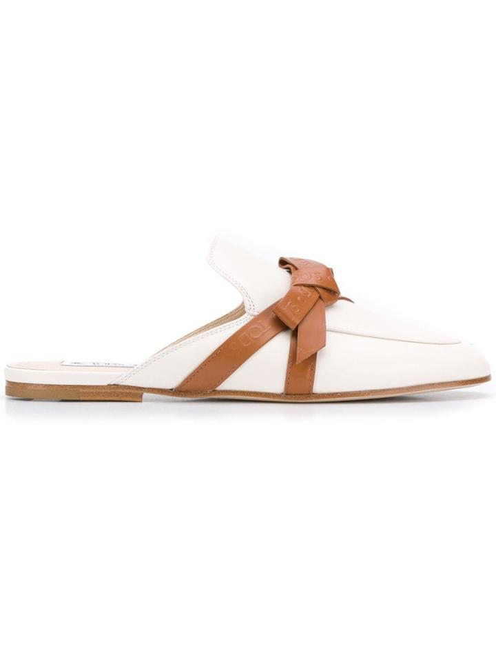 Tod's Bow-embellished Mules - White