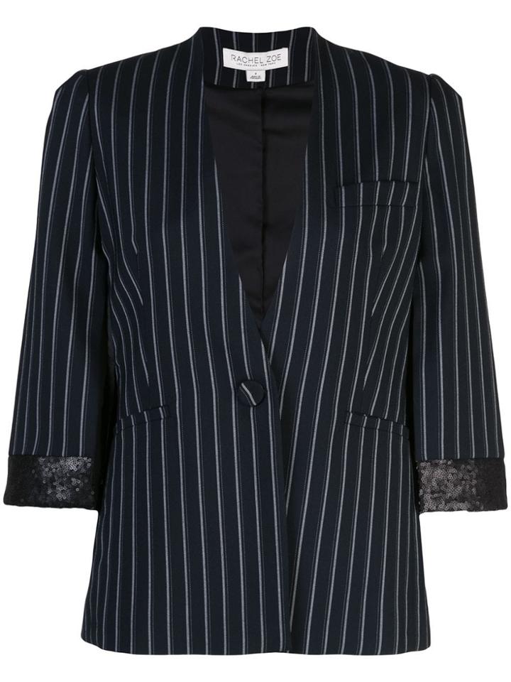 Rachel Zoe Pinstripe Cropped Sleeve Blazer - Blue