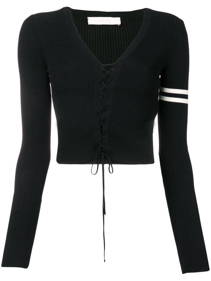 Ssheena Tie Front Knit Top - Black