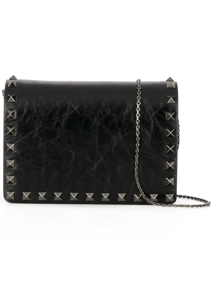 Valentino 'rockstud' Foldover Shoulder Bag, Women's, Black