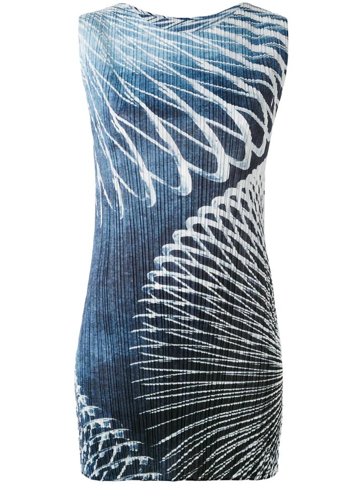 Pleats Please By Issey Miyake Slinky Print Dress - Blue