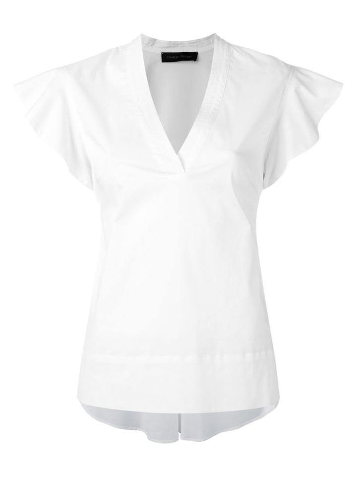 Christian Pellizzari Frill Wrap Top, Women's, Size: 44, White, Cotton