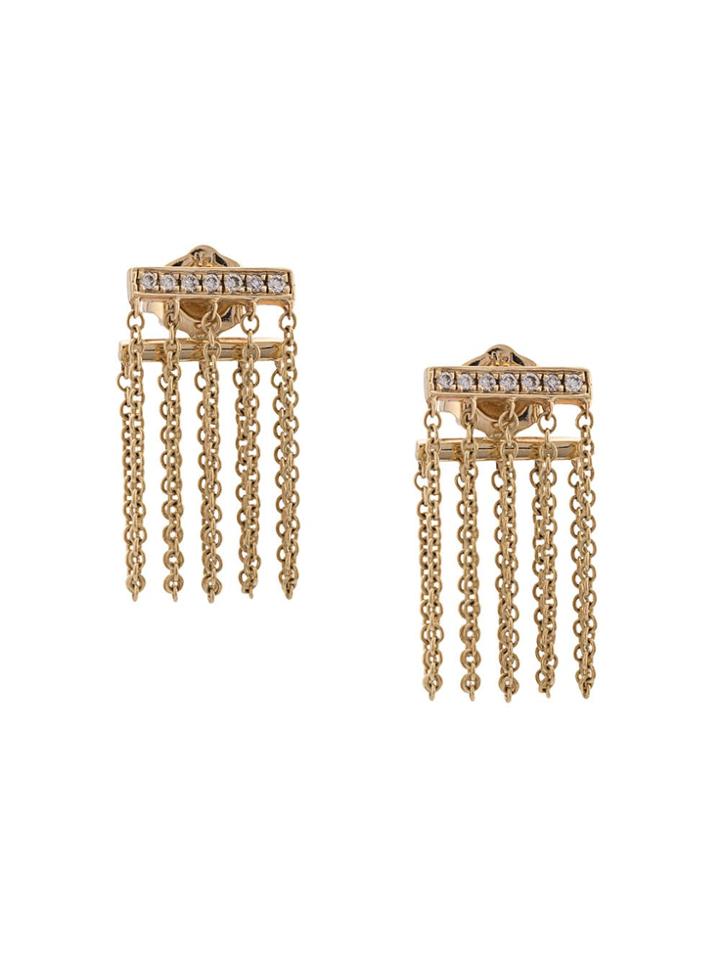 Sydney Evan 14kt Gold And Diamond Bar Chain Earrings - Metallic