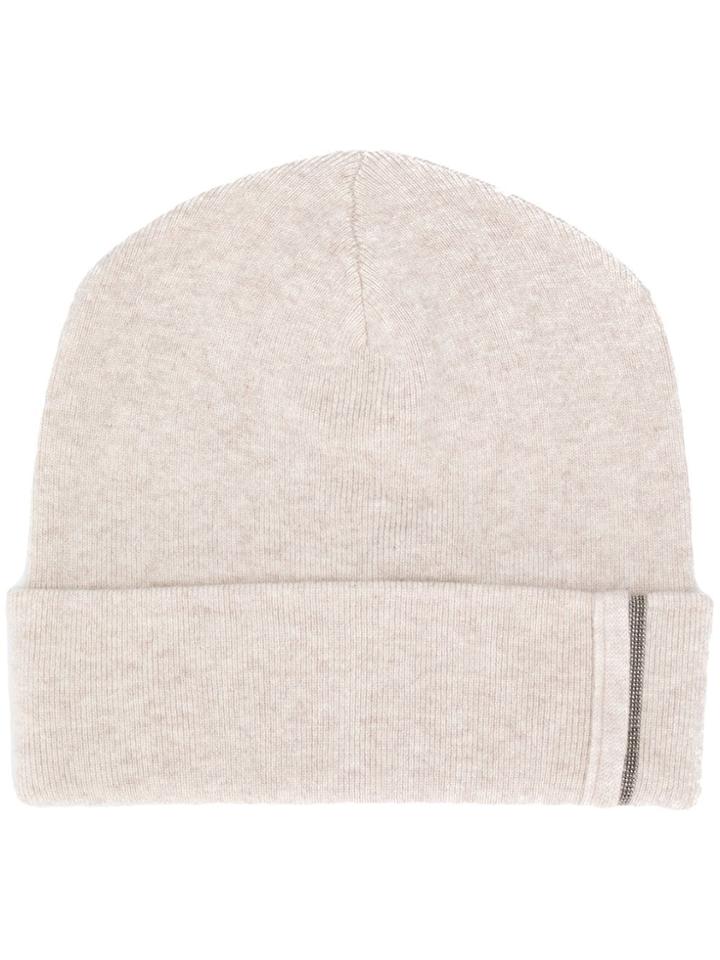 Brunello Cucinelli Bead Trim Beanie - Neutrals