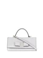 Salvatore Ferragamo Vara Bow Glitter Wallet Clutch - Silver