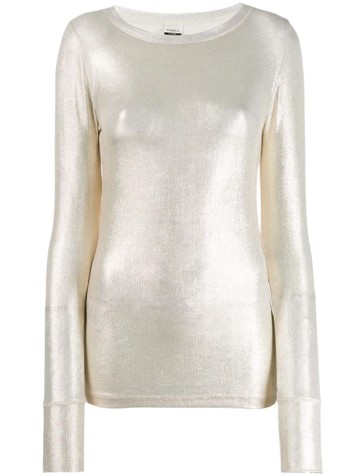 Pinko Metallic Knit Jumper - Gold