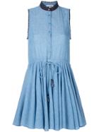 Zadig & Voltaire Tie Waist Flared Mini Dress - Blue