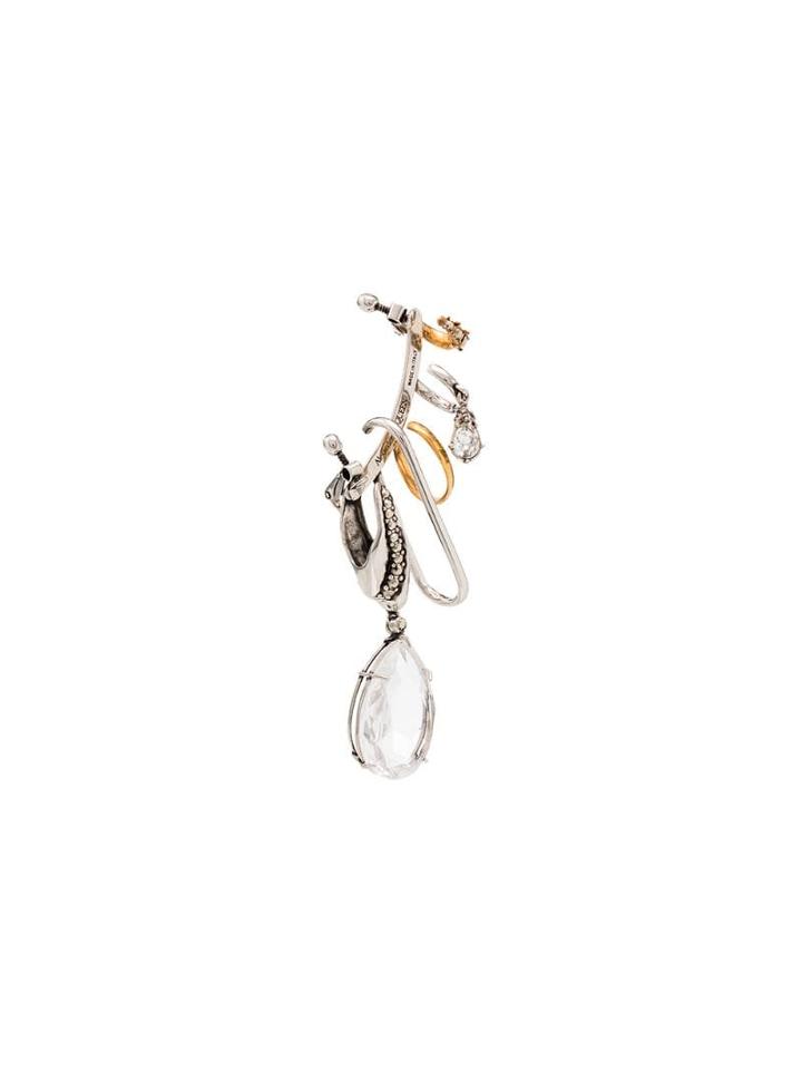 Alexander Mcqueen Crystal-embellished Multi Piece Ear Cuff - Silver