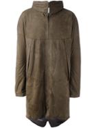 Isaac Sellam Experience Hooded Parka, Men's, Size: Large, Green, Calf Leather/nylon/polyester