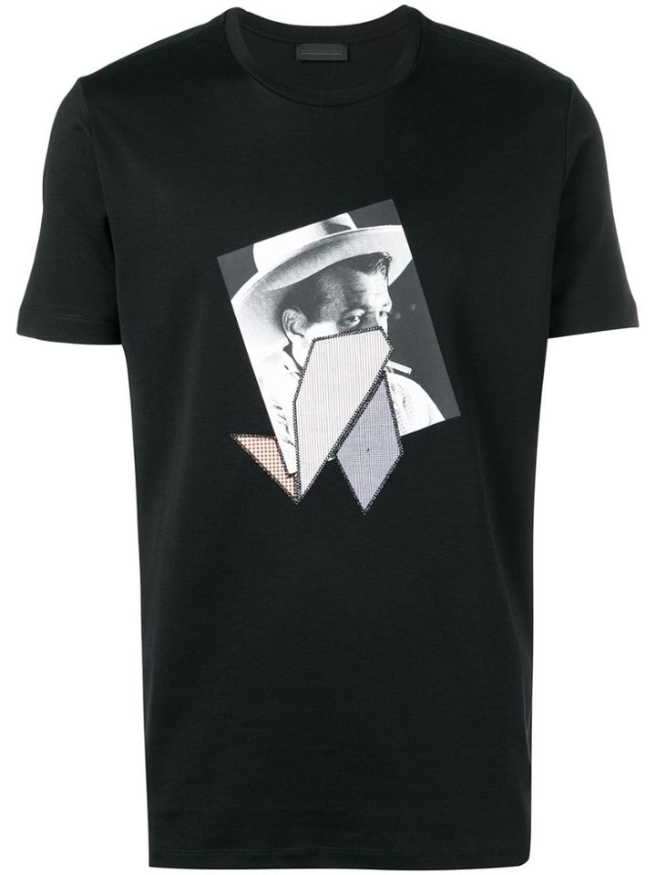 Diesel Black Gold T-shirt With Print And Patchwork