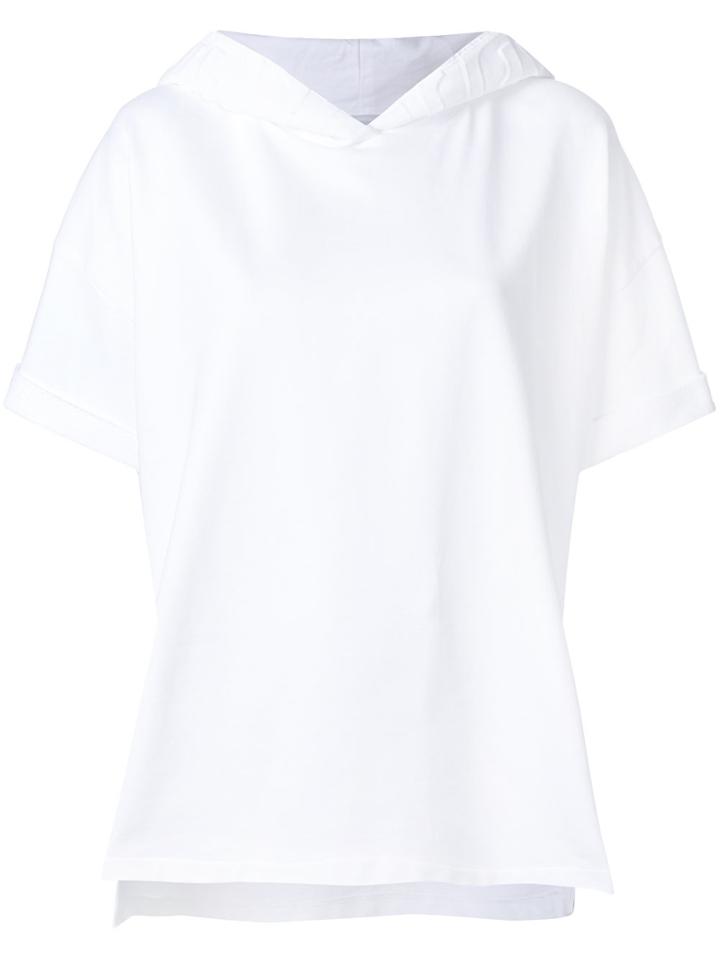 Closed Oversized Short Sleeved Hoodie - White