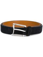 D'amico Curved Buckle Belt, Men's, Size: 85, Blue, Calf Leather