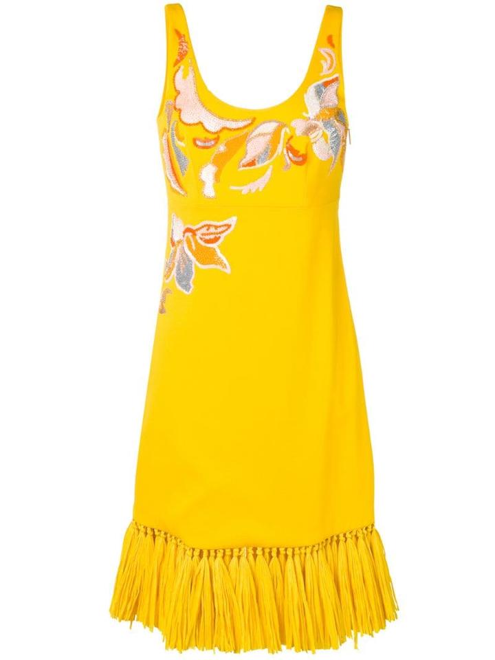 Emilio Pucci Fringed Embroidered Dress - Yellow