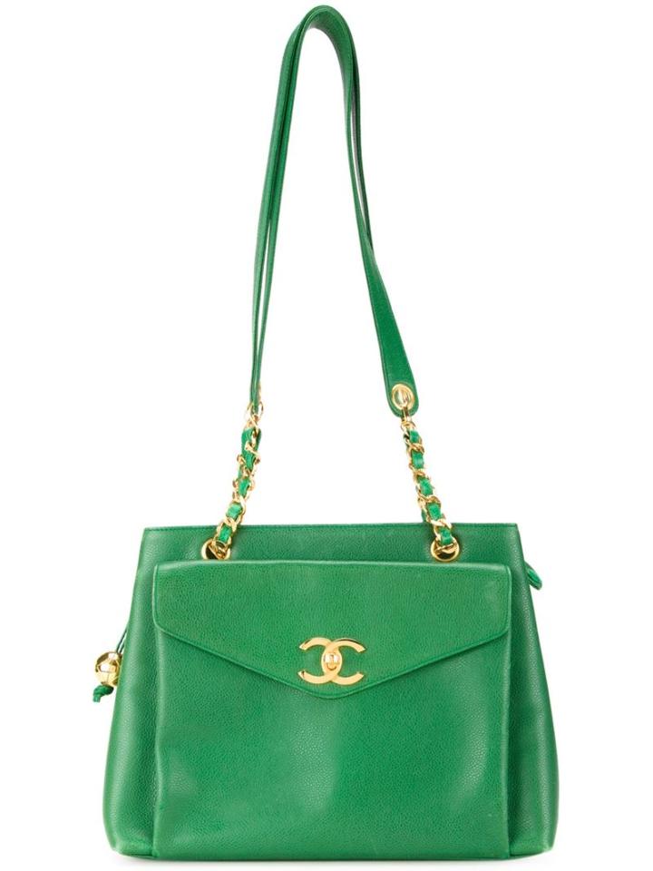 Chanel Vintage Trapeze Tote, Women's, Green