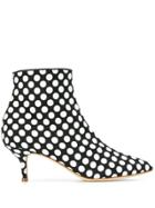 Polly Plume Janis Polka Dot Ankle Boots - White