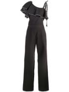 Josie Natori Ruffle Detail Flared Jumpsuit - Black