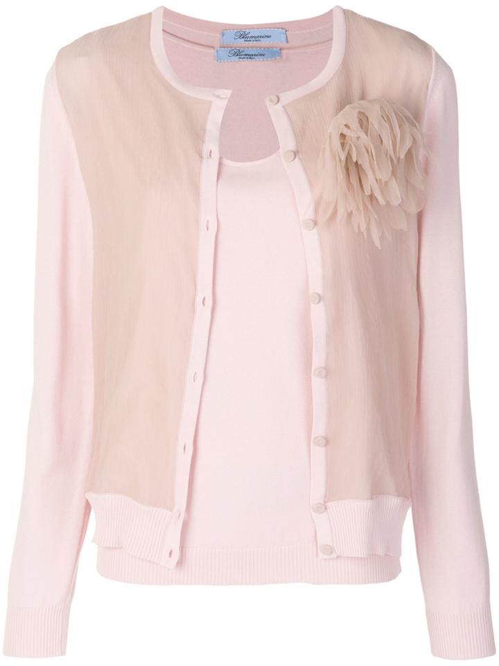 Blumarine Feather Pocket Cardigan - Pink & Purple