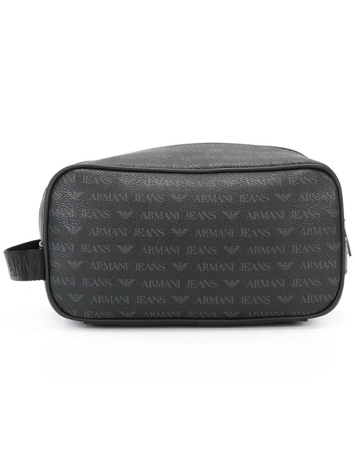 Armani Jeans Logo Print Clutch - Black