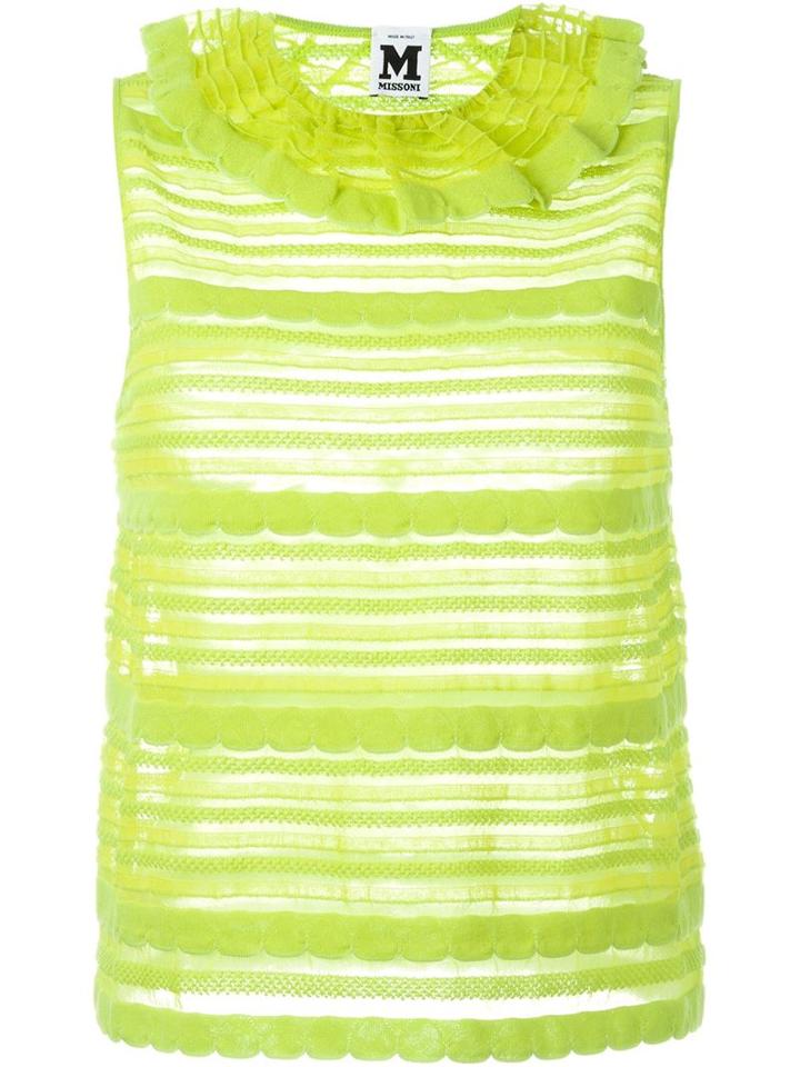 M Missoni Ruffle Neck Sheer Top