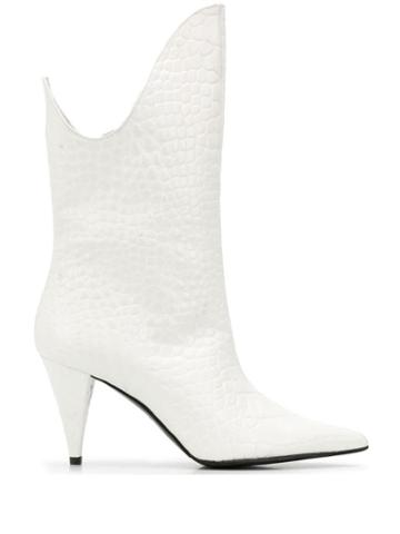 Marc Ellis Embossed Cowboy-style Boots - White