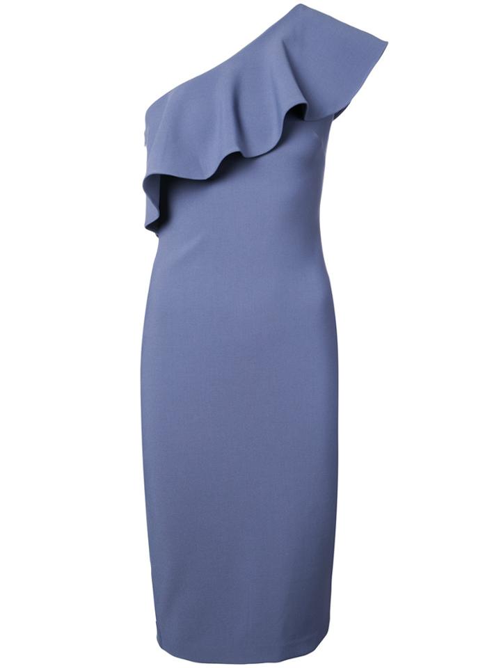 Likely Frill Trim One Shoulder Bodycon Dress - Grey