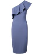 Likely Frill Trim One Shoulder Bodycon Dress - Grey
