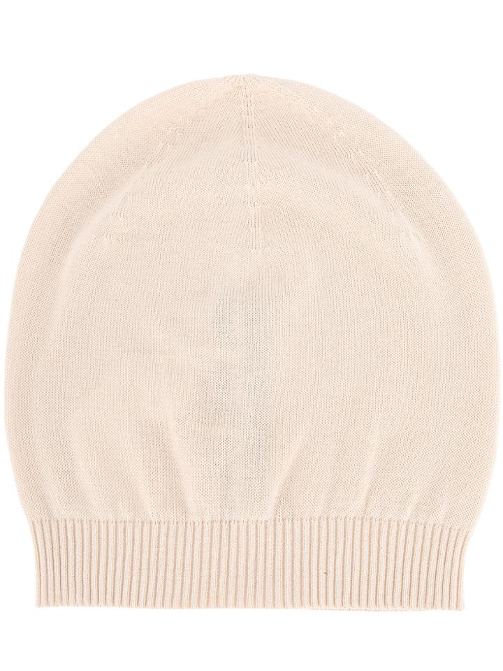Rick Owens Ribbed Knit Beanie Hat - Nude & Neutrals