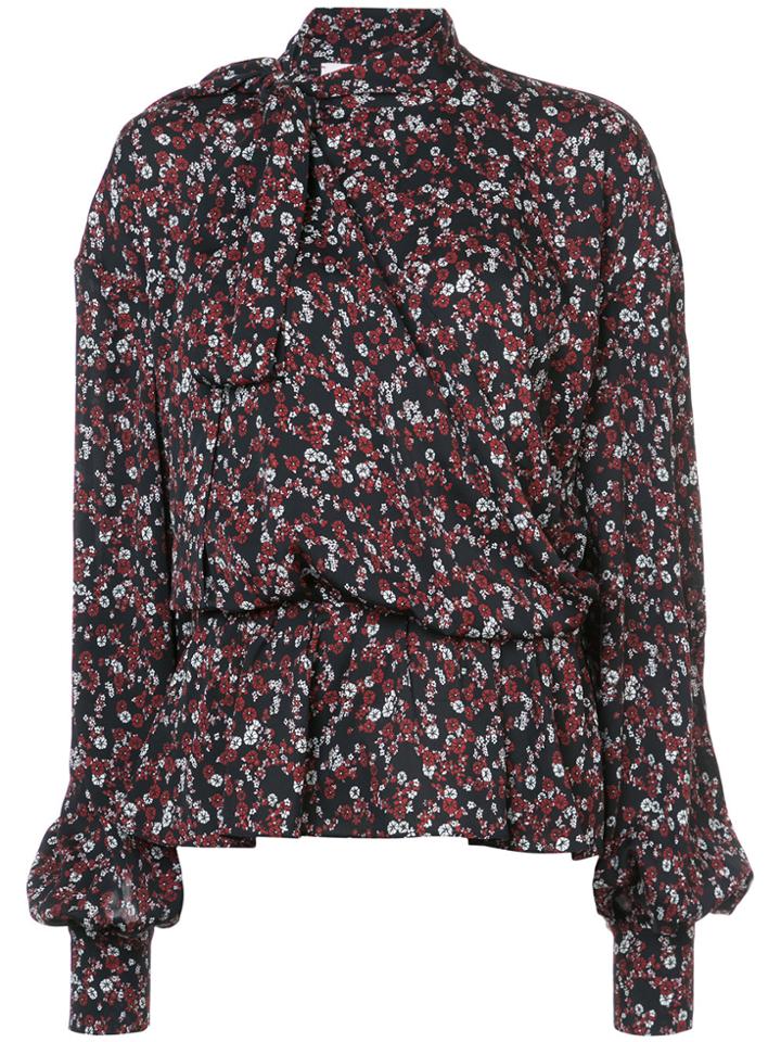 Magda Butrym Floral Pussy Bow Blouse - Black
