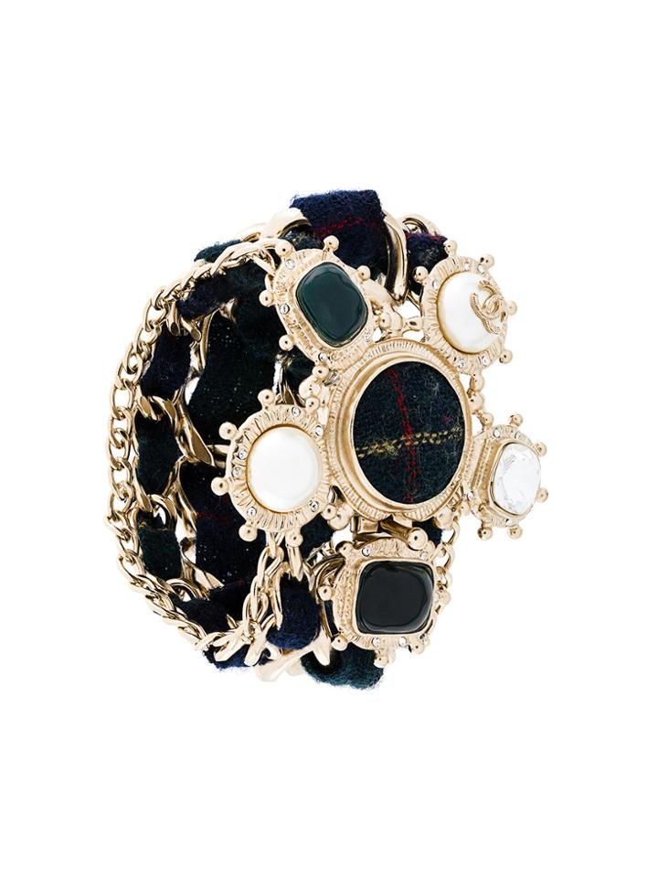 Chanel Vintage Chunky Embellished Bracelet - Blue