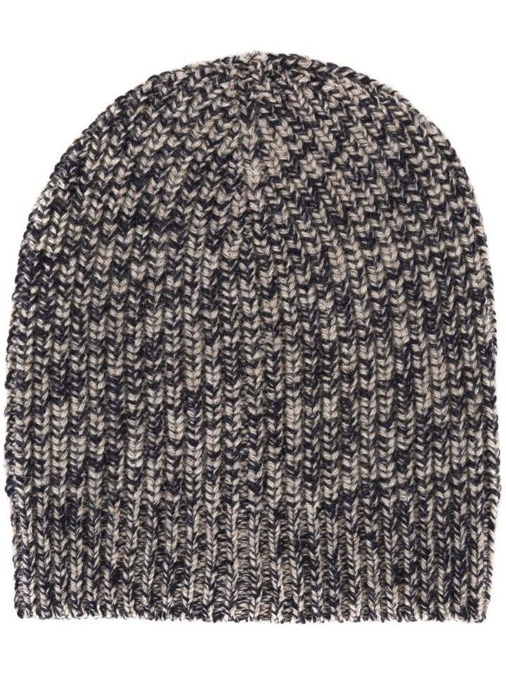 Brunello Cucinelli Cashmere Ribbed Beanie, Men's, Size: Large, Grey, Cashmere