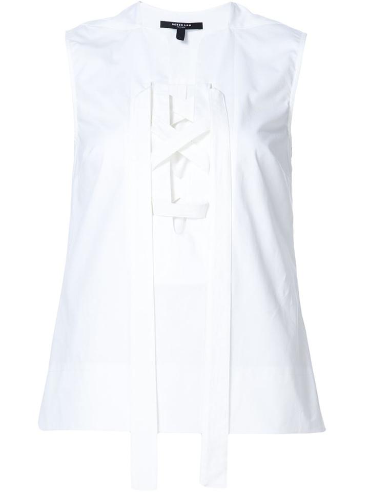 Derek Lam Interlaced Front Straps Tank Top, Women's, Size: 38, White, Cotton