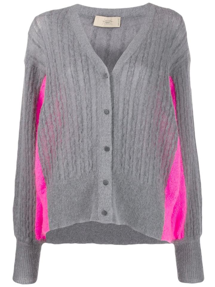 Maison Flaneur Contrast Panel Cardigan - Grey