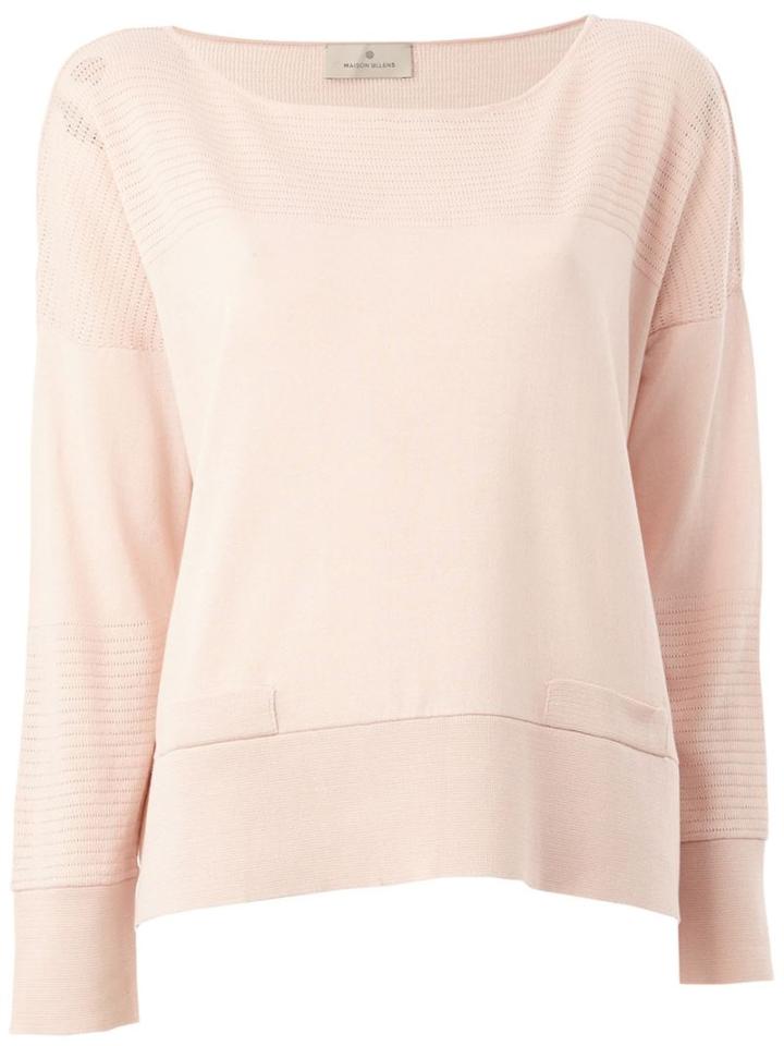 Maison Ullens Perforated Detailing Knitted Blouse, Women's, Size: Medium, Pink/purple, Silk/cotton